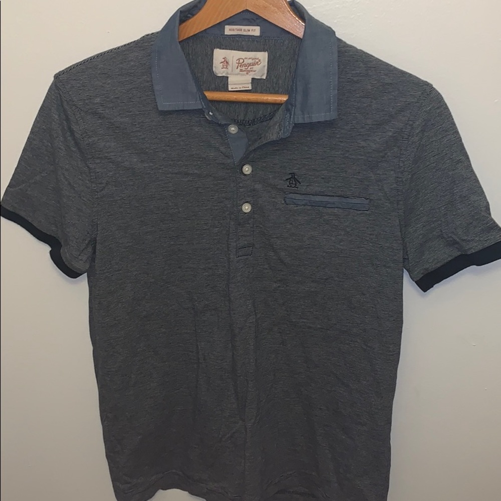 Penguin striped collared shirt